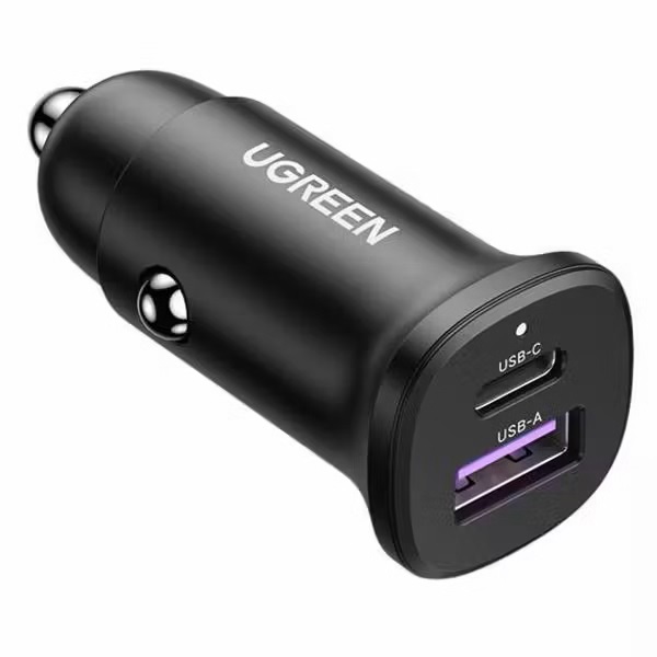 

Зарядное устройство автомобильное UGREEN EC305 USB-C PD+USB-A QC 30W Fast Car Charger с чехлом, цвет: черный, EC305
