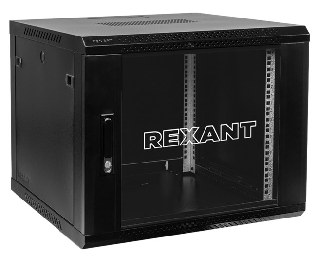 

Шкаф настенный 19", 9U Rexant 04-0964-112 600×450х501, дверь сплошное стекло, черный, RAL 9005, 04-0964-112