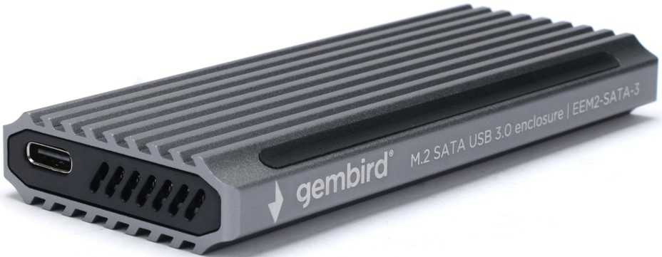 

Внешний корпус Gembird EEM2-SATA-3 USB 3.1 Type-С для M2 SATA, RGB подсветка, металл, серебристый, EEM2-SATA-3