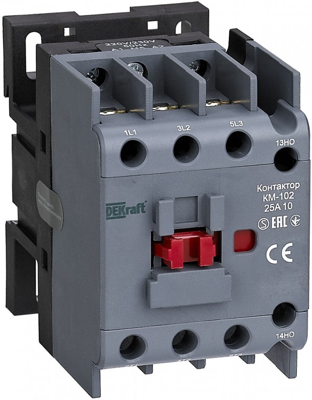 

Контактор DEKraft 22036DEK 25А 220В/230В АС3 АС4 1НЗ КМ-102, 22036DEK