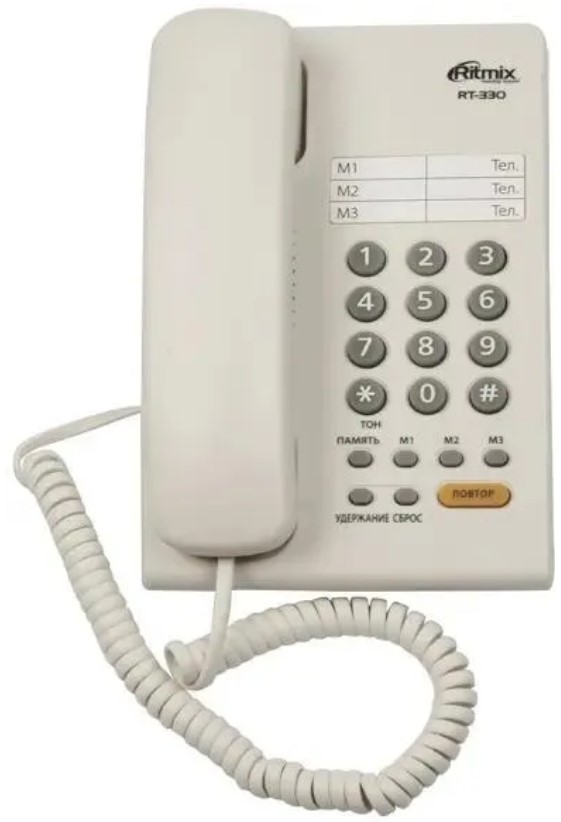 

Телефон проводной Ritmix RT-330 15118369 белый, RT-330