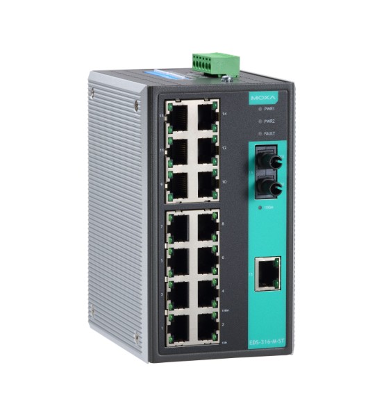 

Коммутатор неуправляемый MOXA EDS-316-M-ST 15x10/100BaseT(X) ports, 1 multi mode ST 100Base, EDS-316-M-ST