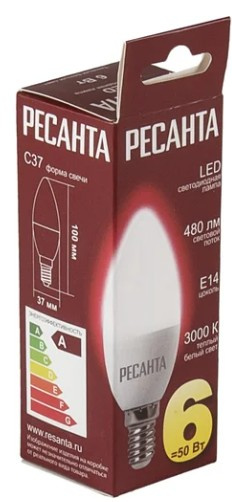 фото Лампа светодиодная Ресанта LL-R-C37-6W-230-3K-E14 в Краснодаре