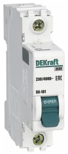 

Автоматический выключатель DEKraft 11001DEK 1Р 1А х-ка B ВА-101 4,5кА, 11001DEK