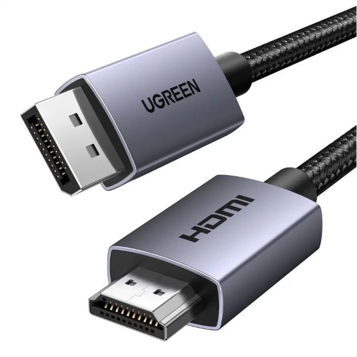 

Кабель интерфейсный UGREEN DP125 35841_ DP Male To HDMI Male 4K/30Hz. Длина: 1,5м. Цвет: черный/серый, DP125