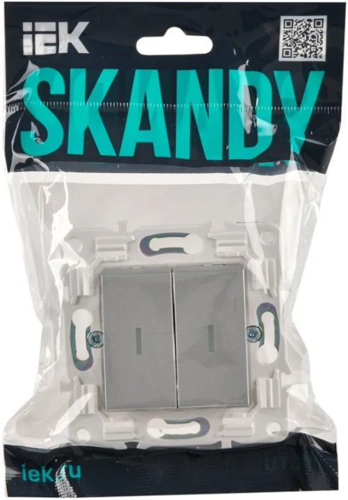 

Переключатель двухклавишный IEK SK-V22-1-10-K23 SKANDY с инд. 10А SK-V10S серебряный, SK-V22-1-10-K23