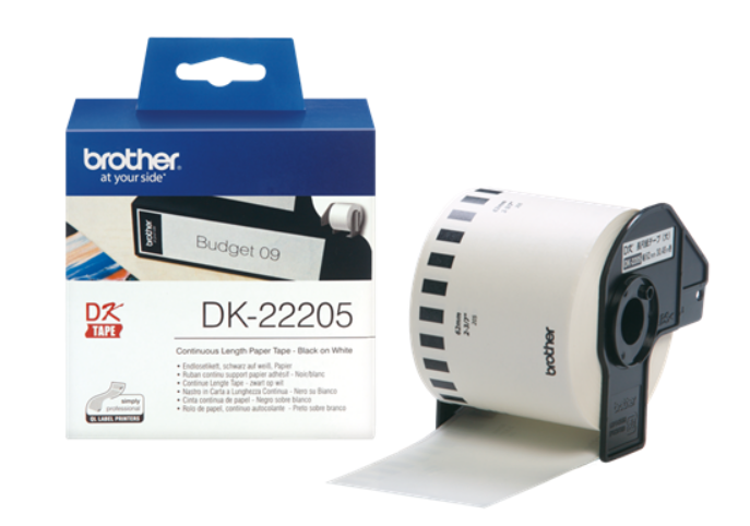 

Наклейка Brother DK22205 Бумажная клеящаяся лента Brother (белая, ширина 62 мм x 30.48 м), DK22205
