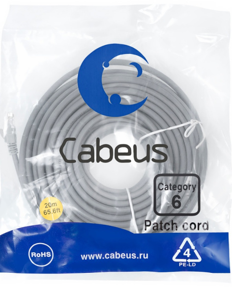 фото Кабель патч-корд U/UTP 6 кат. 20м Cabeus PC-UTP-RJ45-Cat.6-20m-LSZH в Перми