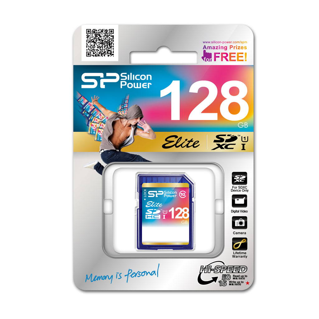 

Карта памяти 128GB Silicon Power SP128GBSDXAU1V10 SDXC Class10 Elite UHS-I R/W 50/15 MB/s, SP128GBSDXAU1V10