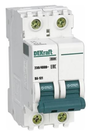 Изображение товара Автоматический выключатель DEKraft 11120DEK двухполюсный IP20 63А