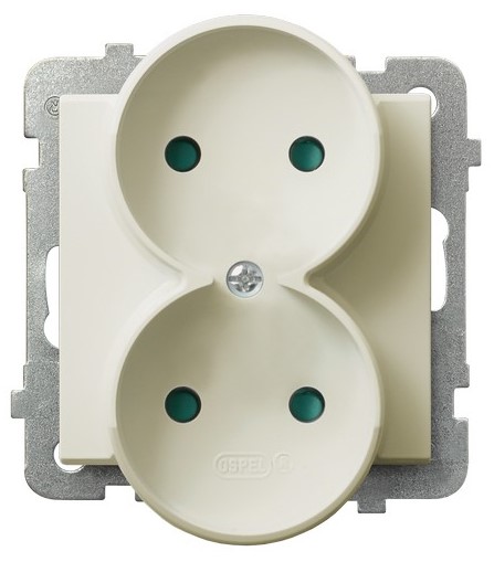 

Розетка Ospel GP-2RRP/m/27 двойная, с защитными шторками, 16A, 250V, 3520W, IP-20, клеммы винтовые, экрю, GP-2RRP/m/27