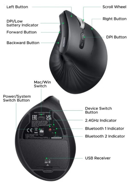 фото Оптическая светодиодная мышь UGreen MU008Smini, Черный, [85310_] в Уфе