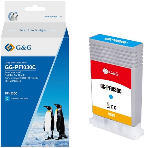 

Картридж G&G GG-PFI030C аналог Canon PFI030C (3490C001) голубой 55ml, GG-PFI030C