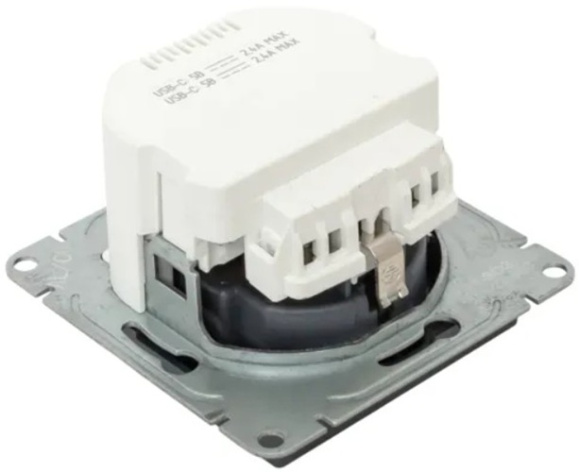 фото Розетка с заземлением с 2 USB  EKF UP1-SOG-111-2USBC