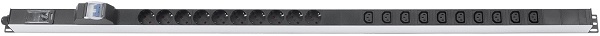 

Блок розеток 19, 10 розеток Cabeus PDU-16-10S-10C13-B-T для шкафов, вертикальный, 10 розеток Schuko, 10 розеток IEC 320 C13, 16А, автомат защиты, алюм, PDU-16-10S-10C13-B-T