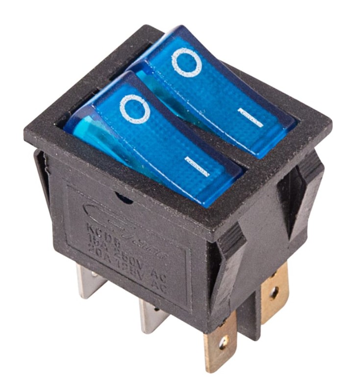 

Выключатель Rexant 36-2411 клавишный 250V 15А (6с) ON-OFF синий с подсветкой ДВОЙНОЙ (RWB-511, SC-797), 36-2411