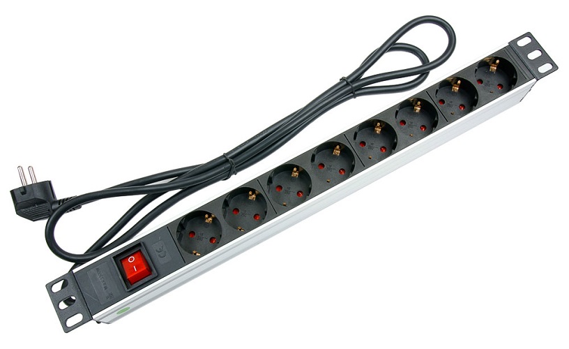 

Блок розеток 19, 8 розеток Cabeus PDU-8P-2EU для 19" шкафов, горизонтальный, 16 A, выключатель, шнур 2м, алюминиевый корпус, немецкий стандарт, PDU-8P-2EU