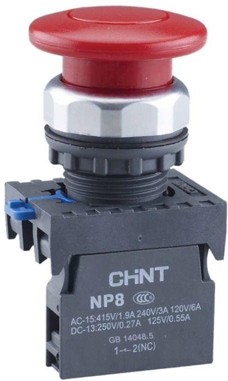 

Кнопка управления CHINT 667265 Грибок NP8-11M/14 d40мм 1НО+1НЗ IP65 с самовозвратом красн., 667265