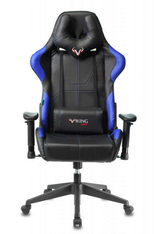 

Кресло Бюрократ VIKING 5 AERO BLUE цвет черный/синий, искусственная кожа, с подголов. крестовина пластик, VIKING 5 AERO BLUE