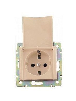 

Розетка Legrand 695614 Valena CLASSIC - 2К+З, немецкий стандарт, с крышкой, слоновая кость, 695614