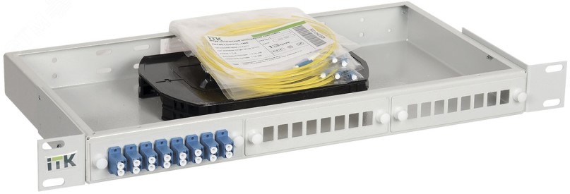 

Кросс оптический стоечный ITK FOBX24-1U-8LCUD09 1U укомплектованный: LC (duplex) 8шт; (OS2), FOBX24-1U-8LCUD09