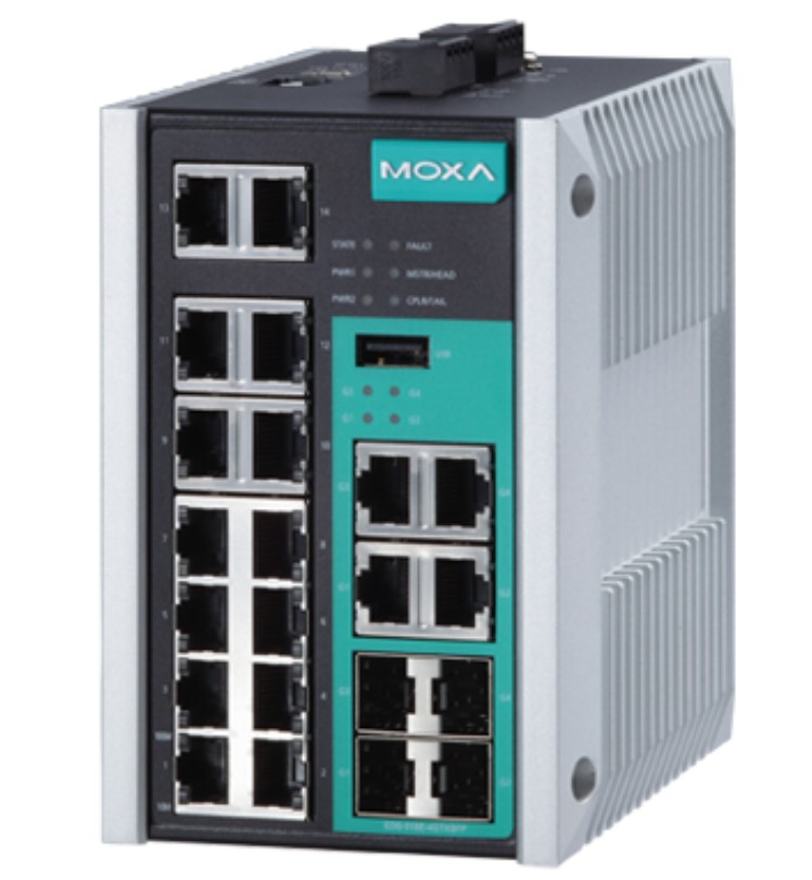 

Коммутатор управляемый MOXA EDS-518E-4GTXSFP-T 14x10/100BaseT(X) ports, and 4 combo 10/100/1000BaseT(X) or 100/1000BaseSFP ports, EDS-518E-4GTXSFP-T