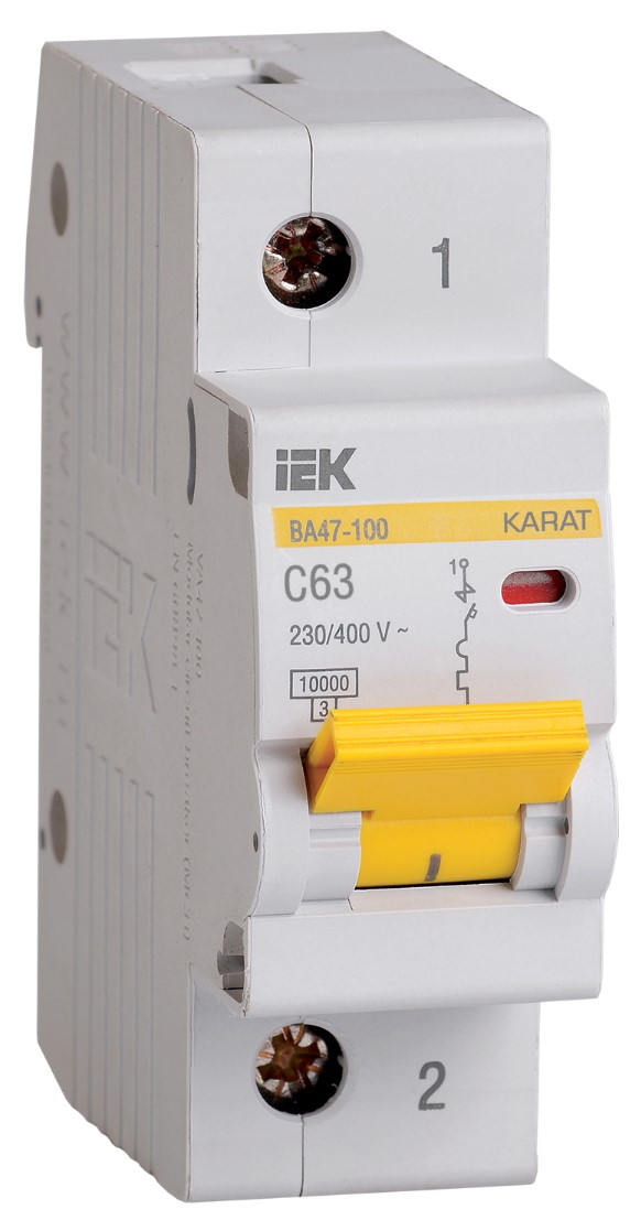 

Автоматический выключатель IEK MVA40-1-063-C KARAT ВА47-100 1P C 63А 10кА, MVA40-1-063-C