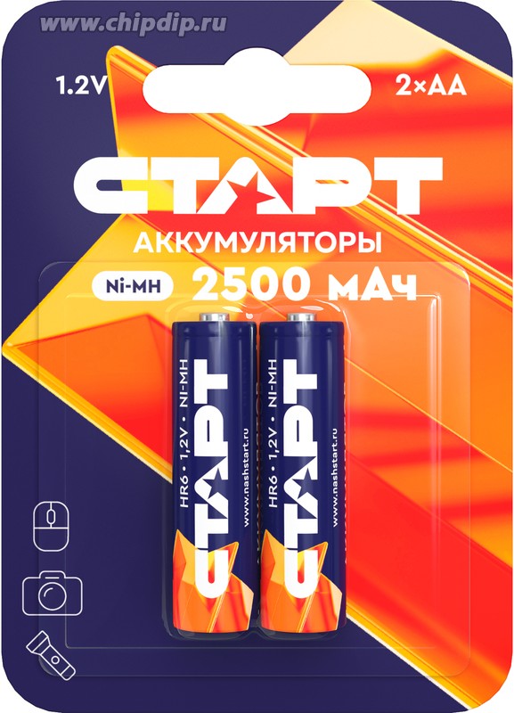 

Аккумулятор Старт HR6 AA 2500mAh Ni-MH BL2 1.2 В, 2 шт. в блистере, HR6 AA 2500mAh Ni-MH BL2