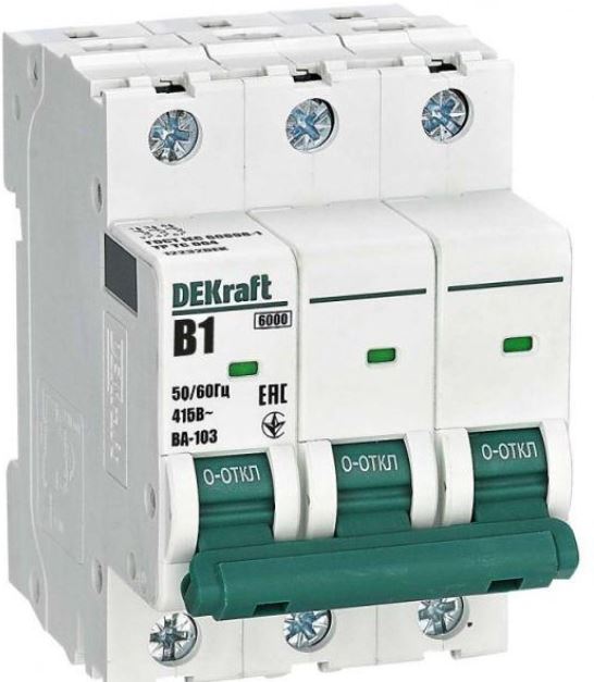 

Автоматический выключатель DEKraft 12232DEK 3Р 1А х-ка B ВА-103 6кА, 12232DEK
