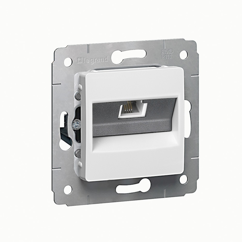 

Телефонная розетка Legrand 773638 Cariva - RJ11, 4 контакта, 1 выход, White, 773638