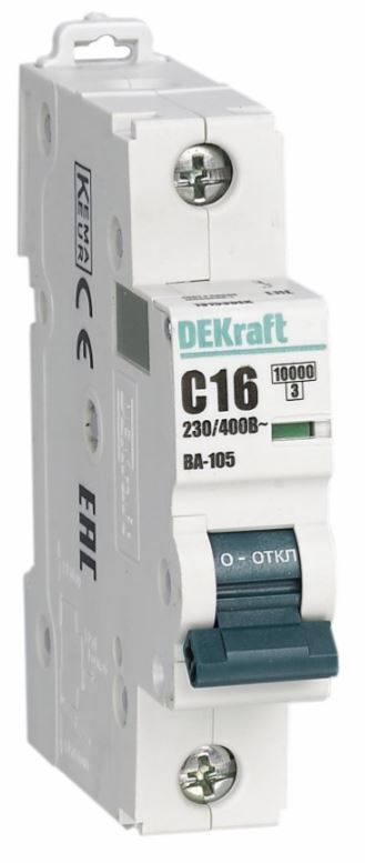 

Автоматический выключатель DEKraft 13106DEK 1P 20A х-ка B ВА-105 10кА, 13106DEK