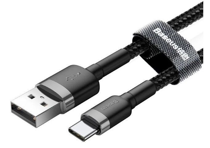 

Кабель Baseus Cafule CATKLF-UG1 USB For Type-C 2A, нейлоновая оплётка, 3m Gray+Black, Cafule