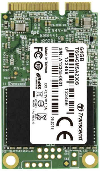 фото Накопитель SSD mSATA Transcend TS64GMSA230S в Екатеринбурге 64 ГБ
