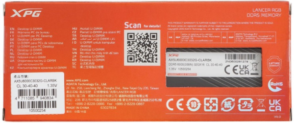 фото Оперативная память DDR5 32 ГБ (1×32 ГБ) ADATA XPG LANCER RGB, 6000 МГц, [AX5U6000C3032G-CLARBK] в Красноярске
