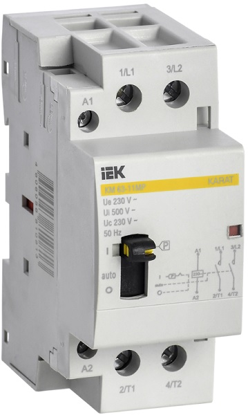 

Контактор модульный IEK MKK12-63-11 с ручным управлением КМ63-11МР AC KARAT, MKK12-63-11