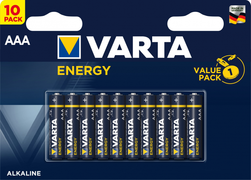 

Батарейка Varta ENERGY LR03 AAA 04103229491 BL10 Alkaline 1.5V (4103) (10/200), ENERGY LR03 AAA