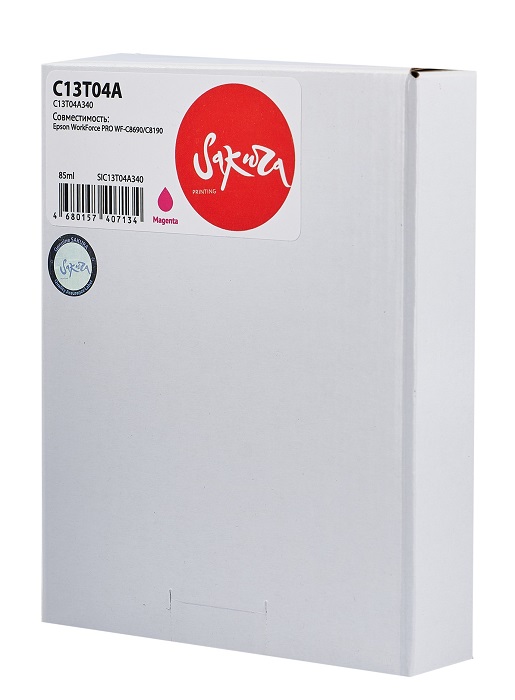 

Картридж струйный Sakura C13T04A340 (C13T04A M) для Epson WorkForce PRO WF-C8690/C8190, пигментный тип чернил, пурпурный, 8000 к., C13T04A340 (C13T04A M)