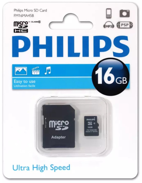фото Карта памяти MicroSDHC 16GB Philips FM16MA45B/97 в Самаре