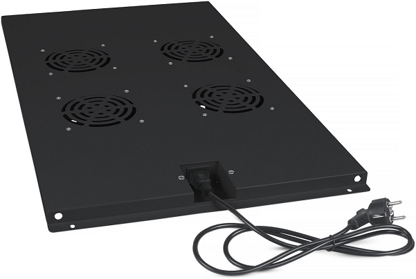 

Вентиляторный модуль Cabeus TRAY-120-BK с 4-я вентиляторами для установки в напольные шкафы серии SH-05C, ND-05C глубиной 1200мм, черный, TRAY-120-BK