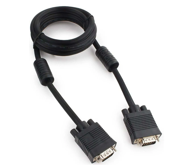 

Кабель интерфейсный VGA-VGA Gembird 15M/15M CC-PPVGA-6B 1.8м, D-sub, черный, тройной экран, феррит.кольца, пакет, 15M/15M