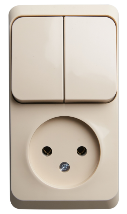 

Блок Schneider Electric BPA16-205K розетка б/з + выключатель 2-клавишный крем, BPA16-205K