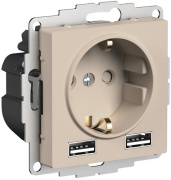 фото Розетка с заземлением с 2 USB Systeme Electric ATN001230