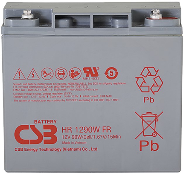 

Аккумулятор CSB HR1290W FR 12В, 90Вт/эл, HR1290W FR