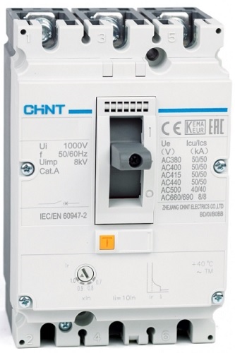 

Автоматический выключатель в литом корпусе CHINT 271588 NM8N-125S TM 3P 80А 50кА с рег. термомаг. расцепителем (R), 271588