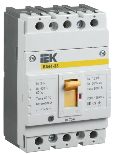 Изображение товара Автоматический выключатель IEK SVA4410-3-0025 3 полюса 25А