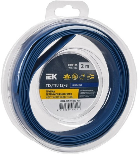 Изображение товара Термоусадочная трубка IEK UDR12-012-006-002-K07-T 2 м с коэффициентом усадки 2:1