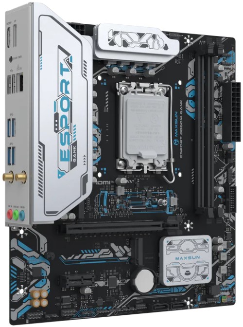

Материнская плата mATX MAXSUN MS-eSport B860M GANK WIFI (LGA1851, B860, 2*DDR5, 2*SATA, 2*M.2, WiFi, BT, USB 3.2, USB 2.0, PCIe, HDMI, DP), MS-eSport B860M GANK WIFI