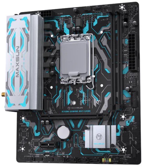 

Материнская плата mATX MAXSUN MS-B760M GAMING WIFI GANK V2 (LGA1700, B760, 2*DDR5 (5600), VGA, HDMI, 3*SATA, M.2, PCIe, 4*USB 2.0, 2*USB 3.2, WiFi, BT, MS-B760M GAMING WIFI GANK V2