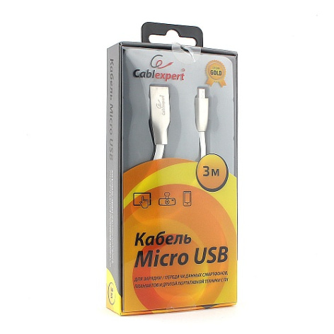 фото Кабель интерфейсный USB 2.0 Cablexpert CC-G-mUSB01W-3M в Перми