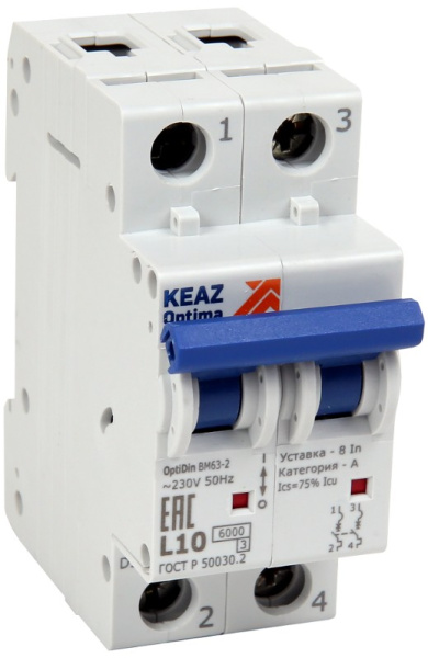 Изображение товара Автоматический выключатель КЭАЗ OptiDin BM63 2P 230 В 20 А